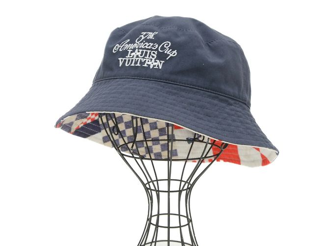 Louis Vuitton Damier Flags Reversible Bucket Hat White Red Navy blue