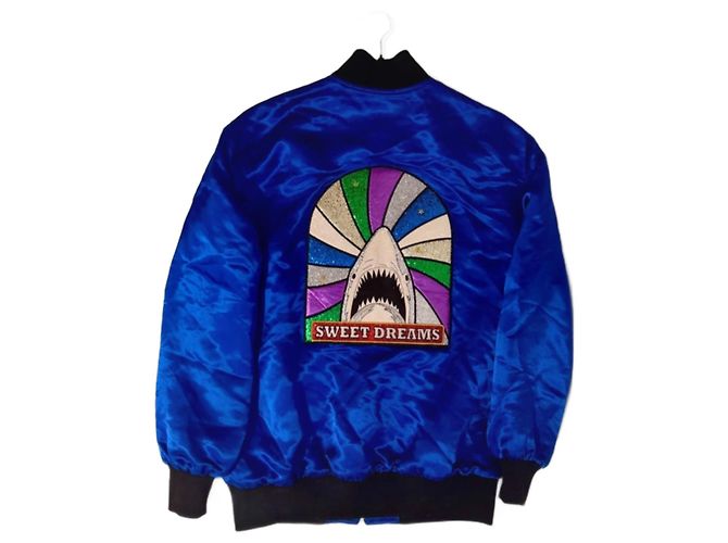 Saint Laurent Giacca bomber con ricamo Blu navy