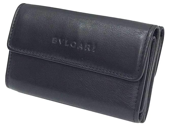 Bulgari Bvlgari Compact Folding Wallet Black Leather  ref.2020236