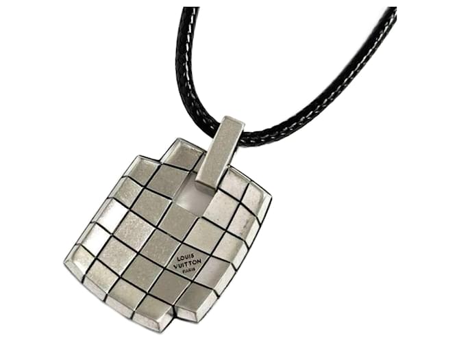 Louis Vuitton Men's Damier Mosaic Necklace Pendant Damier ebene Metal  ref.2020303