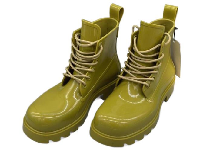 Botas de cadarço Bottega Veneta em borracha verde lima Verde escuro