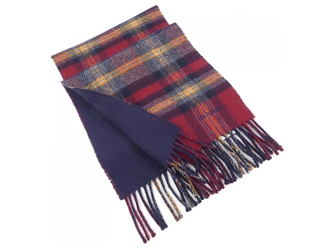 Hermès Hermes Cashmere Shawl Scarf Red Navy blue  ref.2020524
