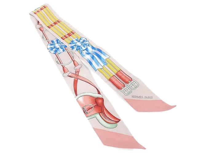 Hermès Hermes JUMPING Twilly Scarf Blue Beige Silk  ref.2020552