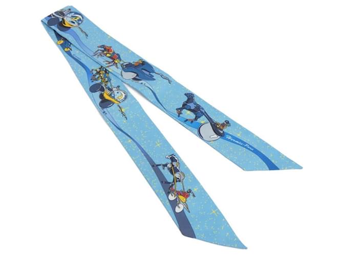 Foulard Twilly SPACE DERBY d'Hermès Soie Bleu  ref.2020587