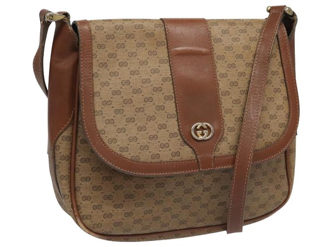 GUCCI Micro GG Canvas Schultertasche PVC Beige Auth ep7320