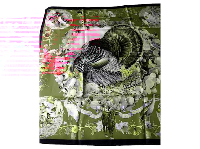 Hermès Very rare HERMES scarf titled "FAUNA AND FLORA OF TEXAS" created on the occasion of the 150th anniversary of Texas independence Multiple colors Silk  ref.2020803