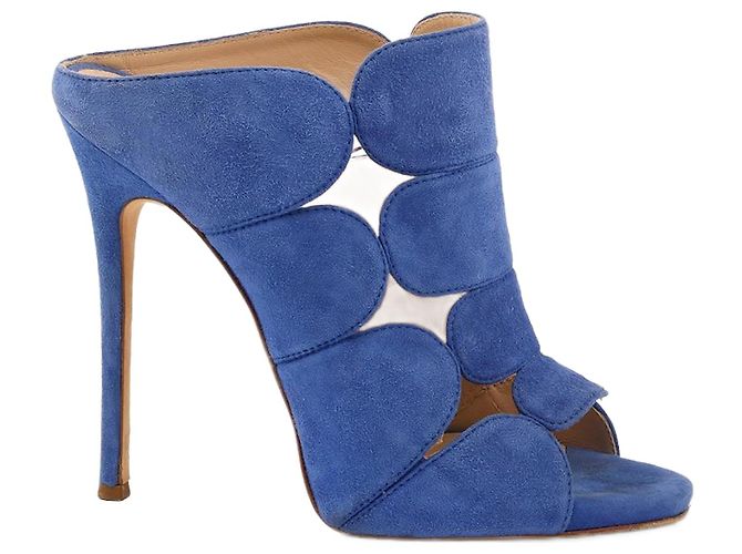 Sandali Mules Giuseppe Zanotti in Suede Blu Blu scuro