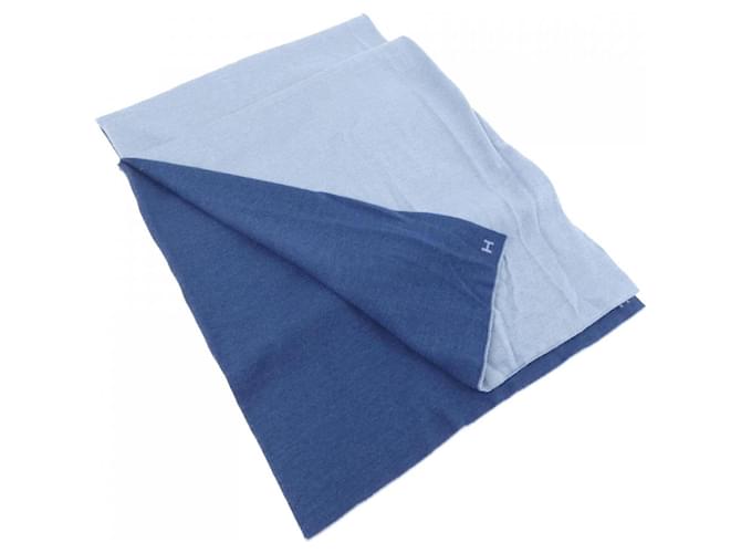 Hermès Hermes Blue and Navy Silk Cashmere Shawl Navy blue  ref.2020936