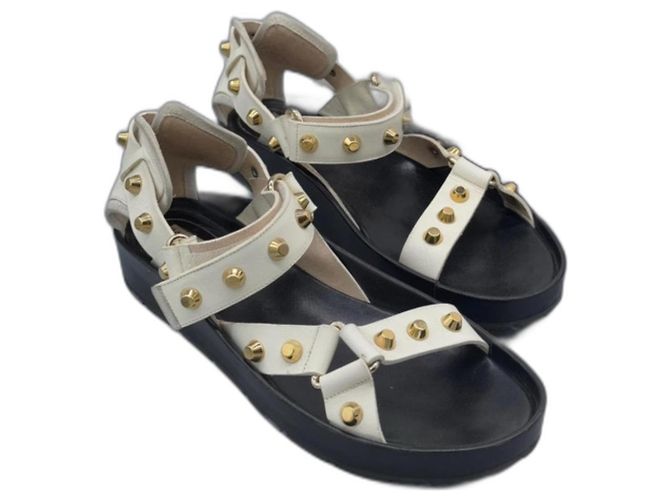Sandali Balenciaga in pelle bianca con borchie Bianco