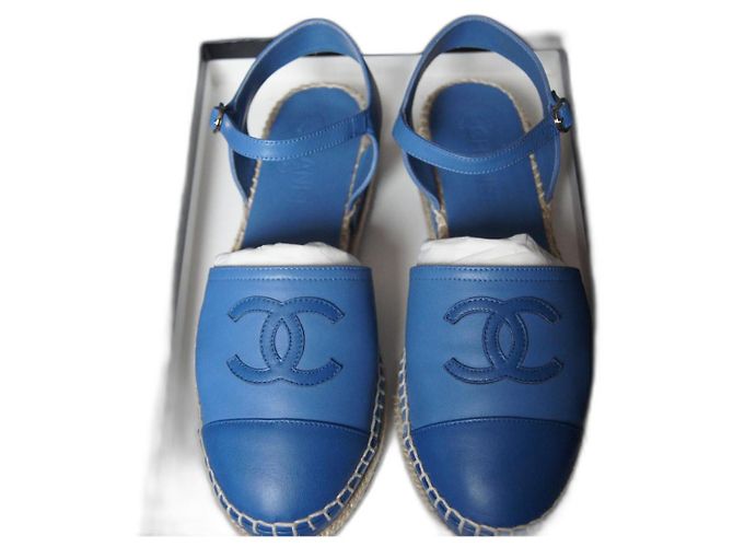 Chanel Blue Leather Espadrilles