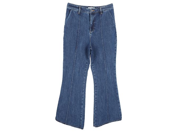 Self portrait Jeans flare em denim azul de algodão Self-Portrait Azul claro