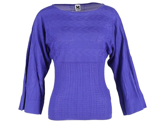 Top a maniche 3/4 M Missoni in lana blu