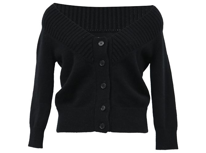 Weit geschnittene V-Ausschnitt-Cardigan von Alexander McQueen aus schwarzer Wolle