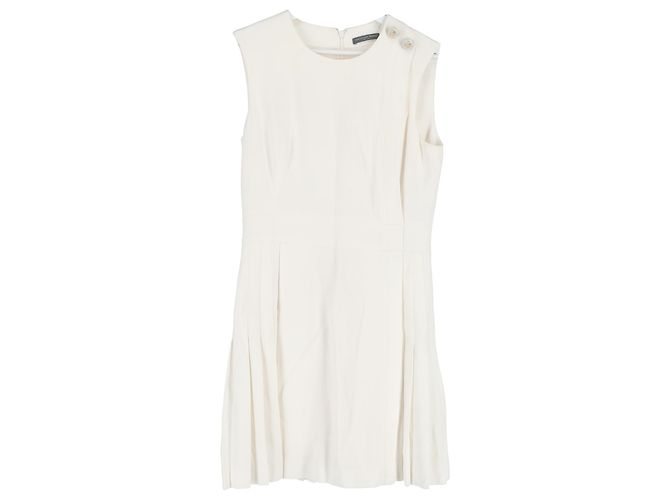 Ärmelloses Mini-Kleid von Alexander McQueen aus cremefarbenem Polyester Weiß Roh