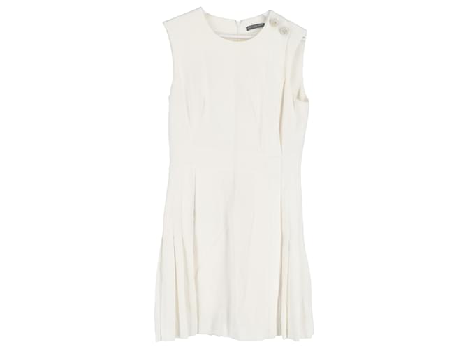Alexander McQueen Sleeveless Mini Dress in Cream Polyester White  ref.2021711