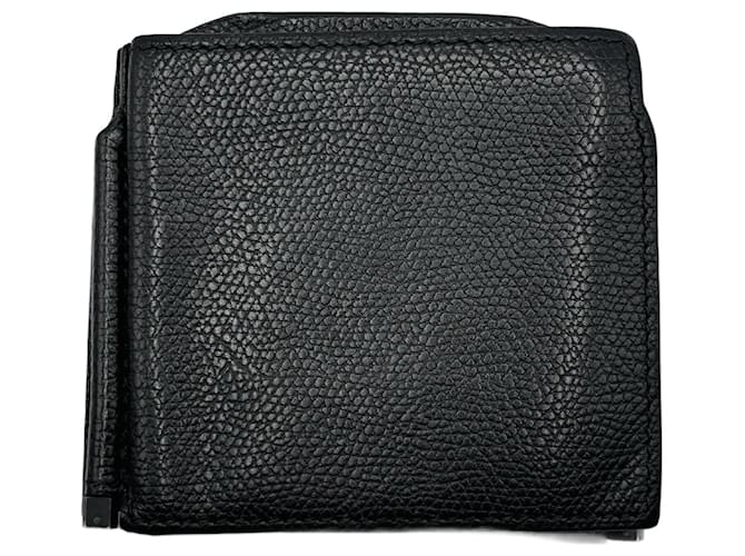 Valextra Black Leather Double Money Clip Wallet  ref.2022498