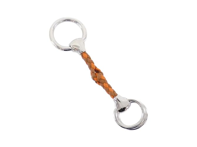 Hermès Hermes Mall Tresse Scarf Ring Golden Orange Leather  ref.2022652