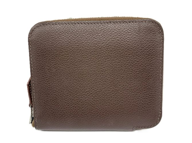 Hermès Carteira compacta bi-fold em seda Hermes Azap Marrom