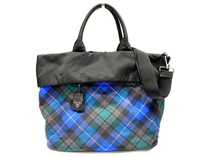 Bolsa de mão Prada BR4521 Preto Azul Nylon Couro