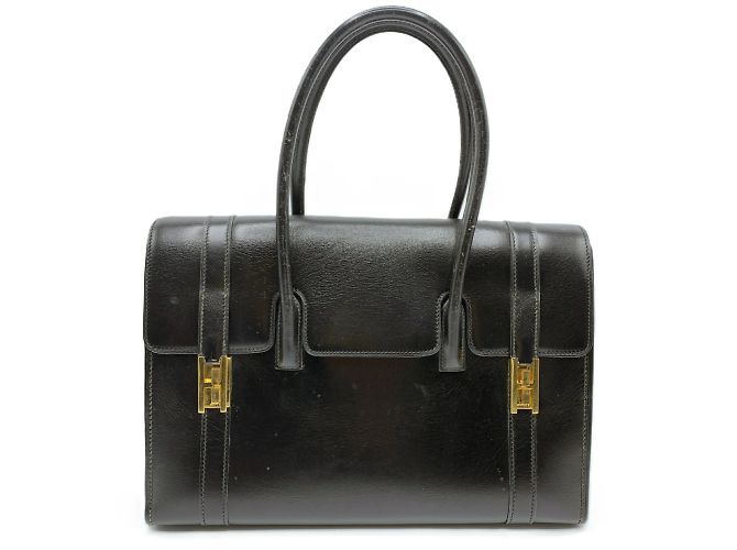 Hermès Hermes Drag 30 Box Scarf Leather Handbag Black