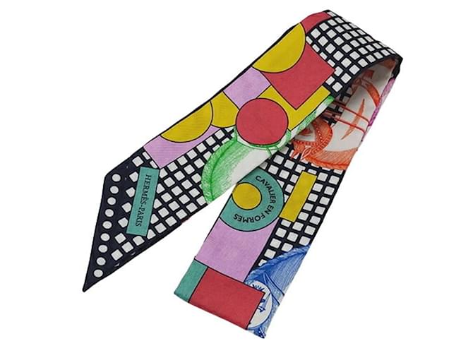 Hermès Hermes Silk Twilly Scarf in Pink and Yellow  ref.2023239