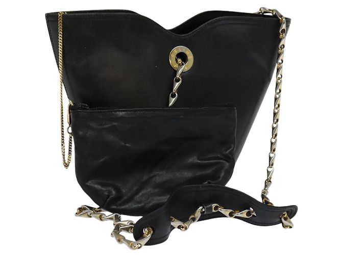 Céline Borsa a spalla CELINE in pelle nera e oro Auth 110823 Nero D'oro