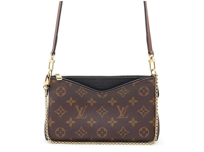 Louis Vuitton Monogram Pallas Clutch Black Patent leather  ref.2024296