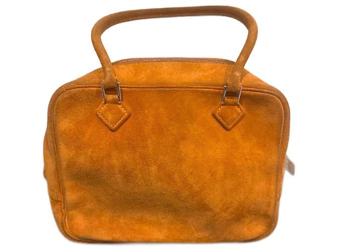 Plume Bolsa Hermès Piccola Pena Laranja Camurça