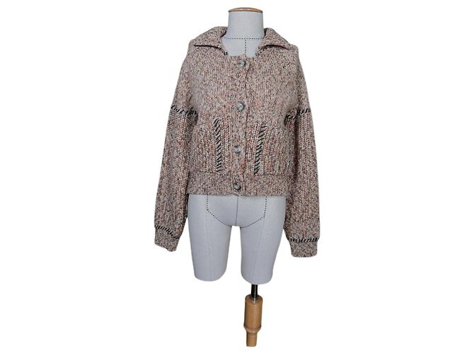Henrik Vibskov Stitch Strickjacke Wolle Braun Mehrfarben