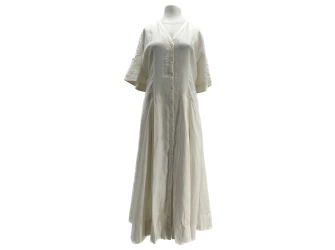 COS Kleid T.FR 38 aus Leinen Weiß