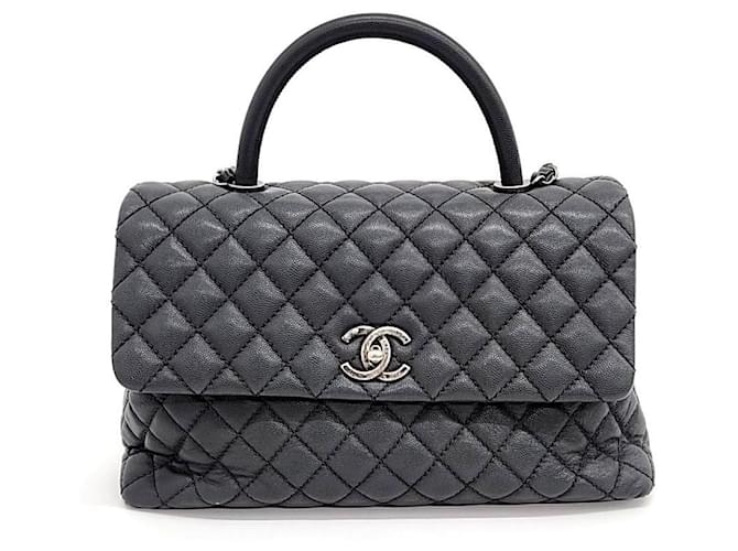 Chanel Caviar Coco Handle 31  Grey Leather  ref.2025625