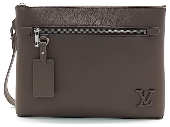 Louis Vuitton Takeoff Clutch Brown Wool Tweed  ref.2025789