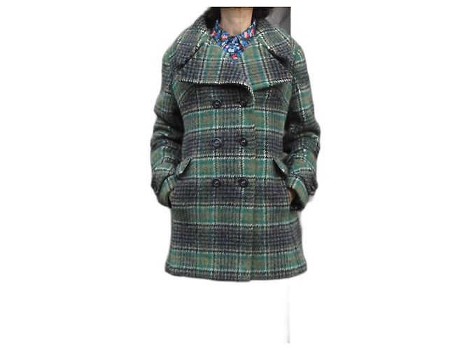 Autre Marque Cappotto verde in lana e mohair C & A