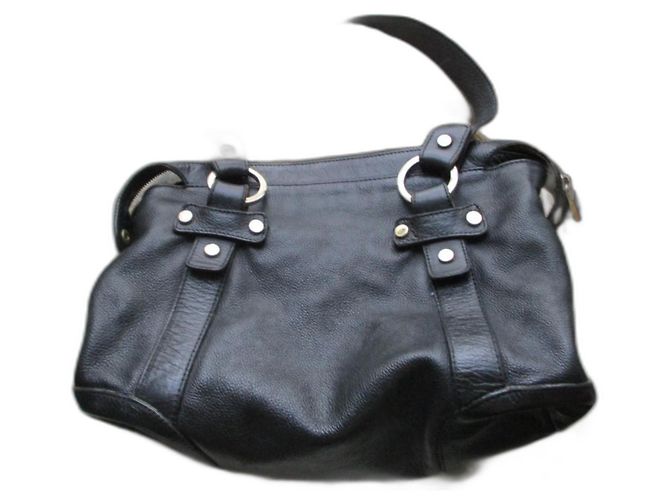 Fratelli Rosseti Handtasche aus schwarzem genarbtem Leder