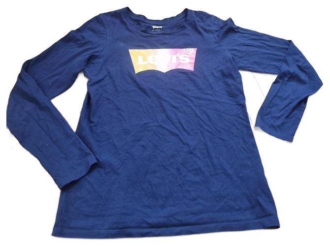 T-shirt a maniche lunghe Levi's blu navy con logo multicolore