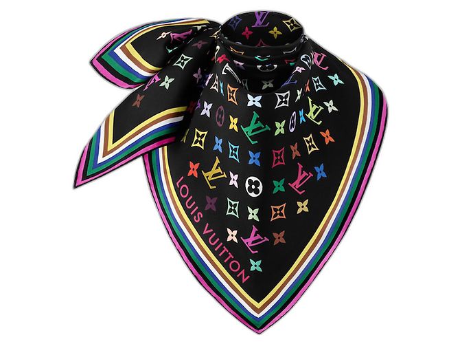Louis Vuitton x Takashi Murakami Monogramm Multicolor Quadrat 90 Schwarz Mehrfarben