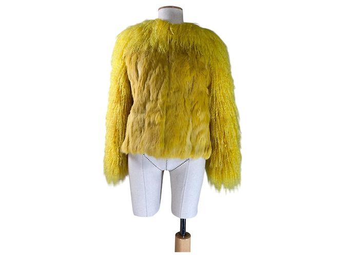 Rosenberg & Lenhart Lederjacke Gelb mit echtem Fell