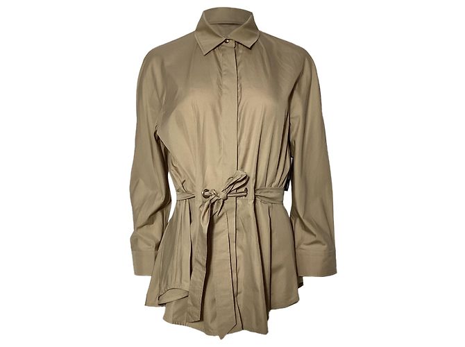 Camicia belted Max Mara Cuneo in cotone beige