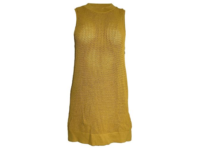 Jason Wu Pointelle-Strick-Tunika-Pullover aus gelber Viskose