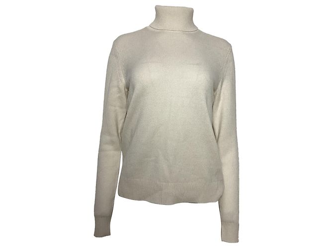 Theory Rollkragenpullover aus ivoire Kaschmir Weiß Roh