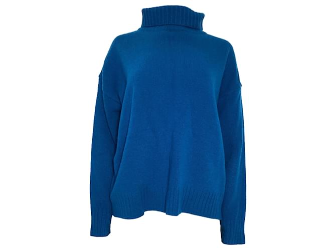 Autre Marque The Frankie Shop Roll Neck Sweater in Blue Merino Wool  ref.2028387