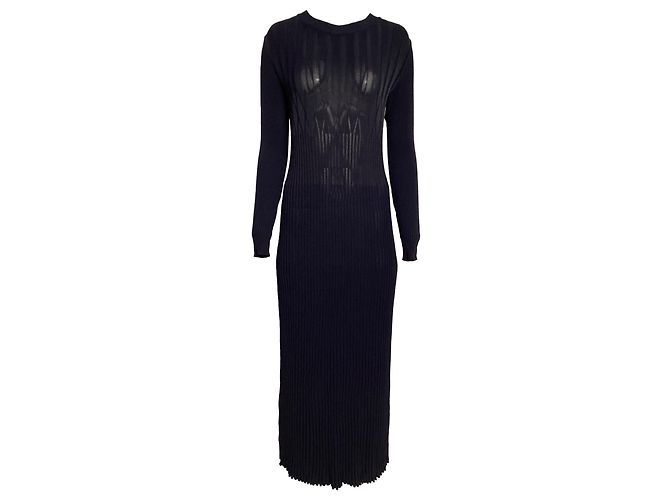 Abito Lungo in Maglia Max Mara in Viscosa Blu Navy