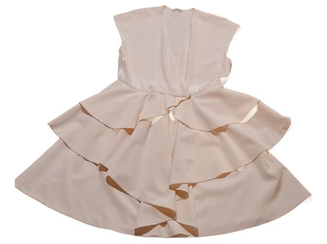 Miu Miu Seidenkleid Beige Eggshell Aus weiß