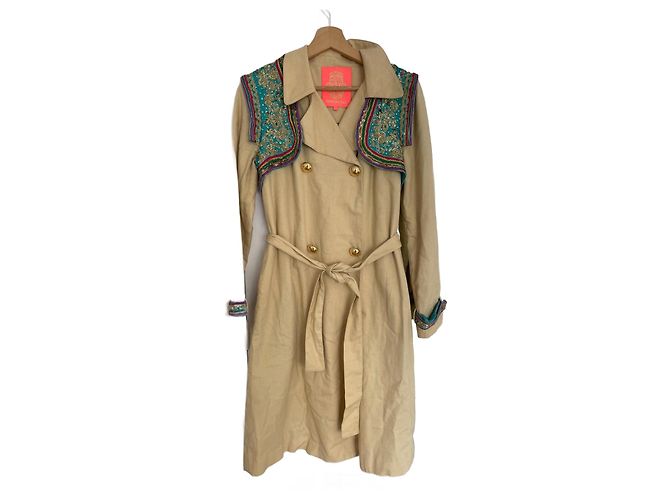Gabardina Manoush de algodón beige