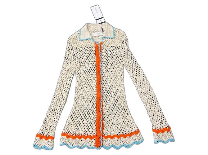 Sportmax Häkelcardigan Baumwolle Orange Türkis Ecru Roh