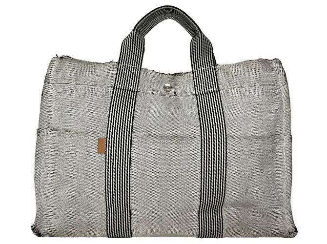 Bolsa de algodão prateada Hermès Prata