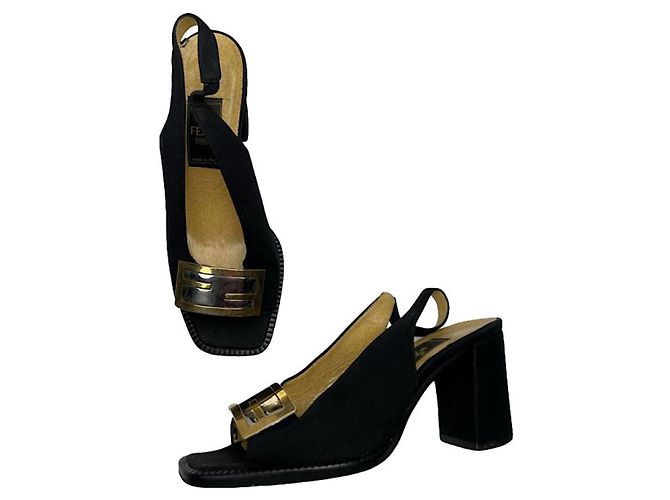 Fendi Black Leather Heel