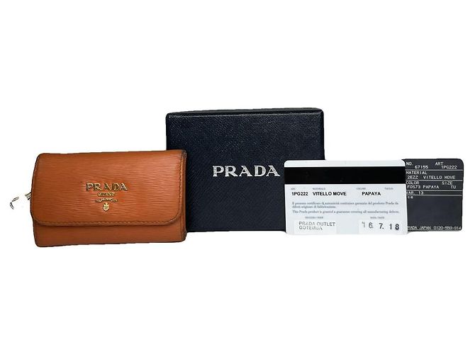 Bolsa de couro laranja Prada