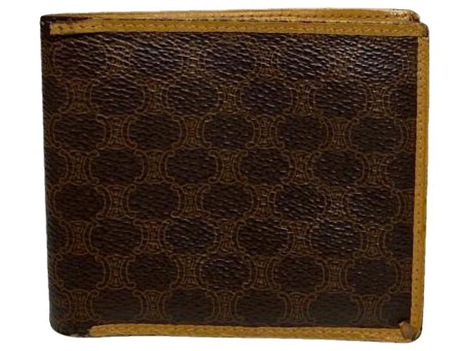 Céline Celine Triomphe Vintage Brown Leather Wallet