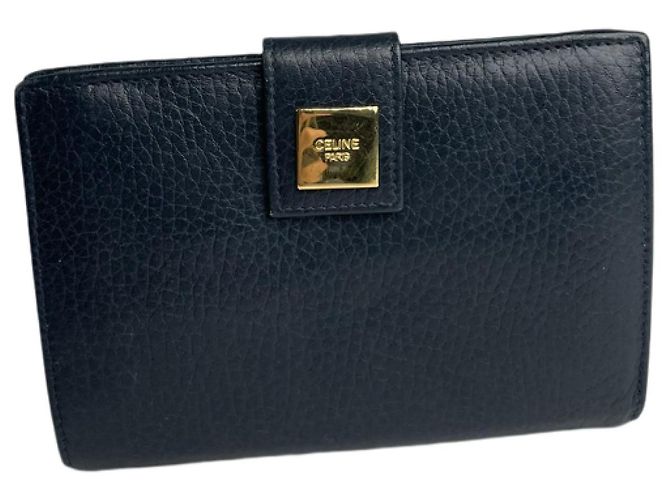 Céline Celine Triomphe Blue Leather Wallet